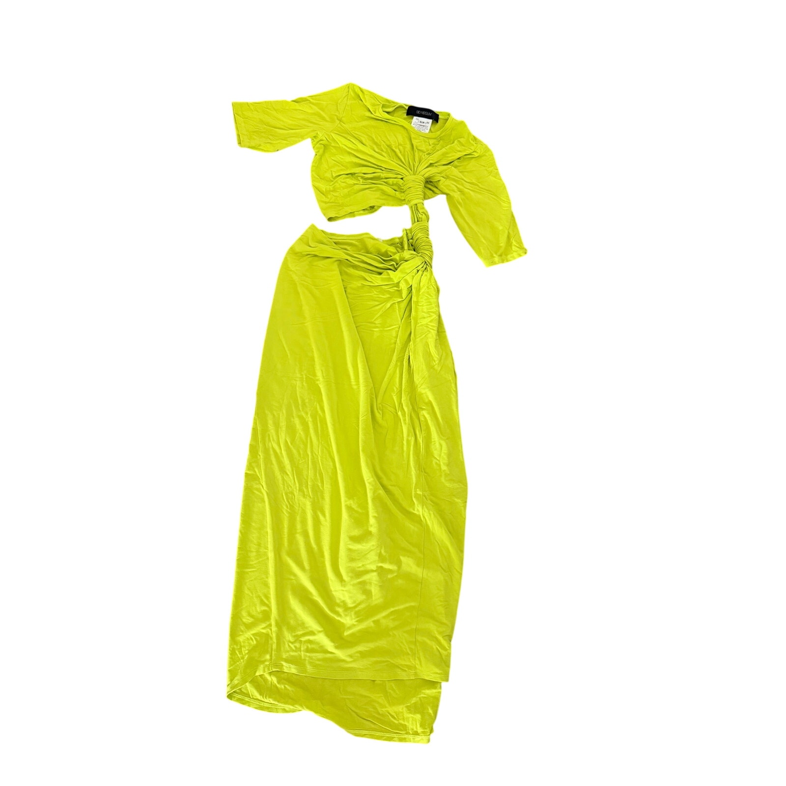 Sid Neigum Neon Yellow Triple Loop Twist Dress Size Small — image 3 of 5